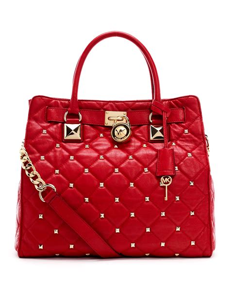 michael kors red studded bag|michael kors quilted shoulder bag.